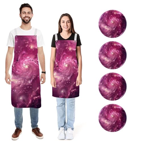 Tablier de cuisine en lin galaxie romantique pour cuisiner à deux avec complicité