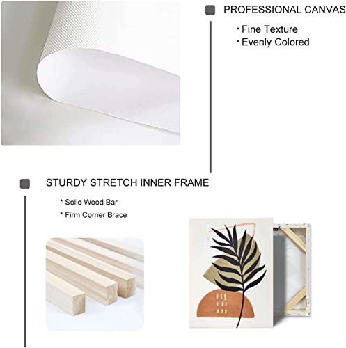 Boho Wall Art Set Of 3: Mid-Century Modern Wall Prints With Minimalist Abstract Geometric Designs, Beige Orange Tones, Moon, Plant, Desert, And Nature Illustrations On Framed Canvas Paintings; Perfect Boho Wall Decor Ready To Hang In Living Room, Bedroom, Bathroom, Or Office. (12"X16") #TOP4