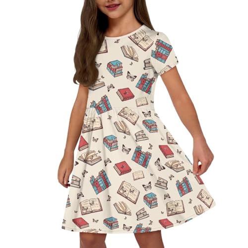 Girls Short Sleeve Skater Dress Size 2-14 Kids Cute Clothes Swing Twirl Dress for Girls Holiday Party Outfits3