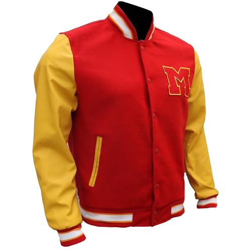 The Jasperz Thriler Red & Yellow M Logo Varsity Letterman Bomber Jacket - Wool and Faux Leather Bomber Jacket4