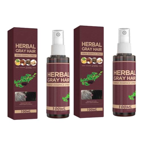 2PCS Hair Darkening Spray Anti White Hair Herbal Serum Blacken Hair Reduce Gray Scalp Nourish Glitter Scalp Spray