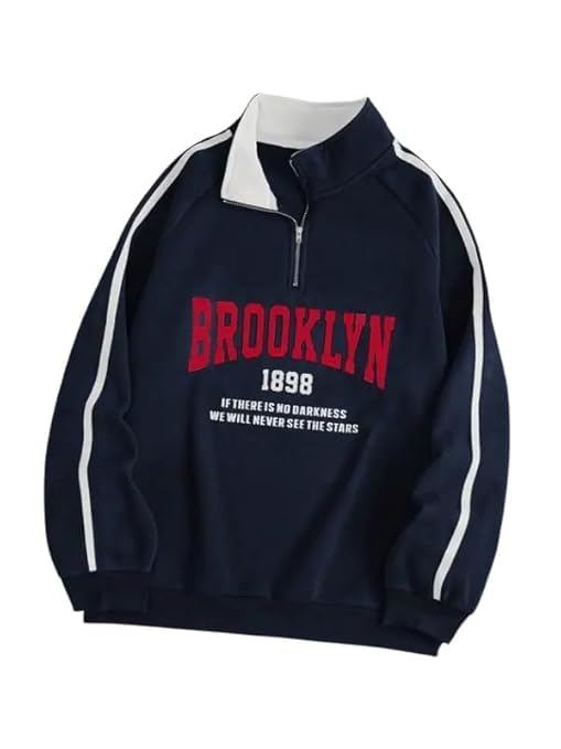 shaira fashion Men's Brooklyn Graphic Quarter-Zip Sweatshirt with White Stripes I Warm Hoodie for Gym, Travel & Casual Winter Wear-picture-21