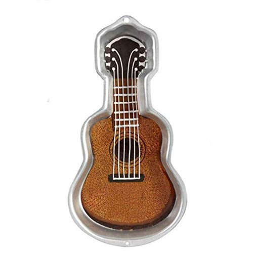 Image of Ulalaza Aluminum Cake Mold 3D Guitar Shape Baking Pan DIY Birthday Cake Mould Kitchen Supplies