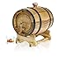 Trademark Innovations 3 Liter Oak Wooden Barrel, Mini Barrel, Wine Barrel, Whiskey Dispenser with Stand, Spigot and Bung