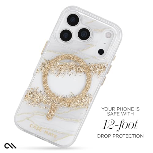 Image of Case-Mate iPhone 17 Pro Case - Karat Granite | Compatible with MagSafe - Stylish Marble Phone Cover with 12ft Drop Protection - Magnetic Phone Cover for iPhone 17 Pro