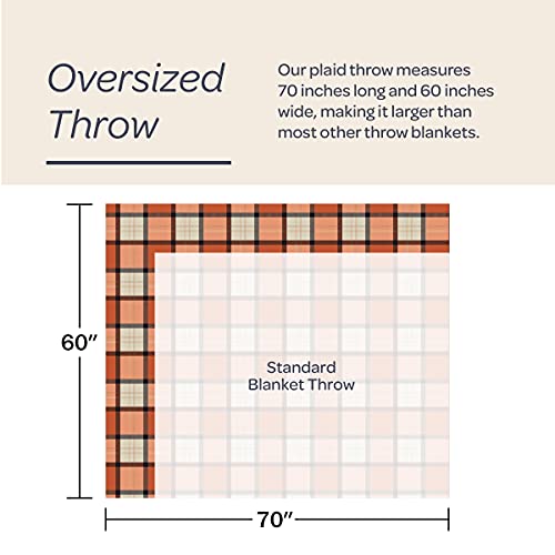 Lavish Home Collection Faux Cashmere Acrylic Oversized Throw Blanket - Luxuriously Fluffy, Soft Cashmere-Like Woven Acrylic, Breathable With Stylish Vintage Design - Spice Plaid #TOP1