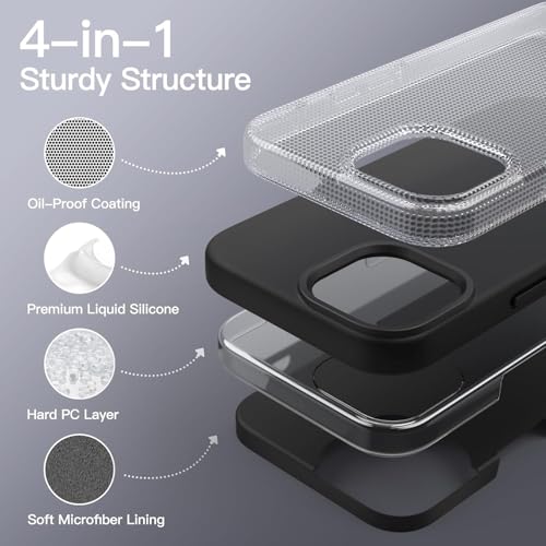 Image of DIZORO Microfiber Candy Case Compatible for iPhone 12 Pro Max 6.7 inch, Shockproof Slim Back Cover Liquid Silicone Case - Black