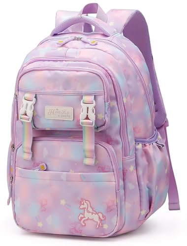 Image of Elios Rainbow Series 17-Inch School Backpack for Boys and Girls | Ages 6-10 Y | Multi-Compartment, Lightweight & Water-Resistant Bag, 2-6 Grade Ideal for School & Travel Use (Blue)