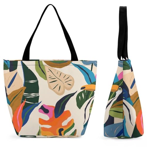 Sac à main pour femme feuille colorée grand cabas fourre-tout voyage et shopping
