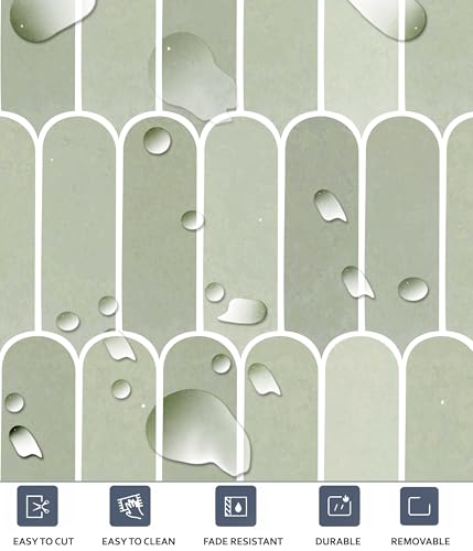 Image of Scala Bleucoin Peel and Stick Tile Stickers Vinyl Self-Adhesive Backsplash for Kitchen & Bathroom Easy DIY Home Decor Water-Resistant & Tile Decals Pack of 24 Pcs (Green, 12 inch x 12 inch Inches)