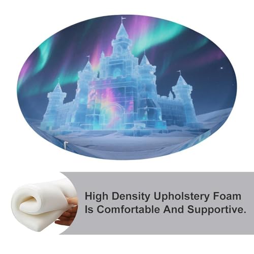 Cojín de asiento contra la fatiga Aurora Ice Castle redondo para sofá y silla de escritorio 5