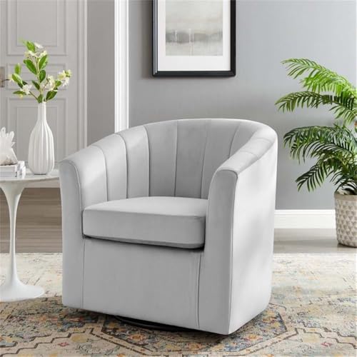 Sillón Giratorio Barrel Terciopelo Gris claro miniatura 2