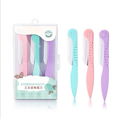 Razor Eyebrow Shapers Shaver Foldable Eyebrow Facial Touch-up Razor 3 Pcs