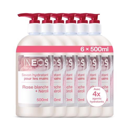 INEOS – Savon Main liquide - Hydratant – Rose Blanche + Neroli – 6 x 500ml