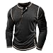 Mens Shirts Long Sleeve Casual Classic Henley Cotton T-Shirts Lightweight Button Tee Shirts Black