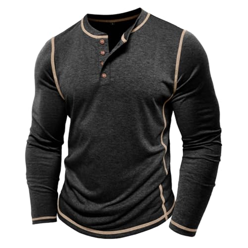 Mens Shirts Long Sleeve Casual Classic Henley Cotton T-Shirts Lightweight Button Tee Shirts2
