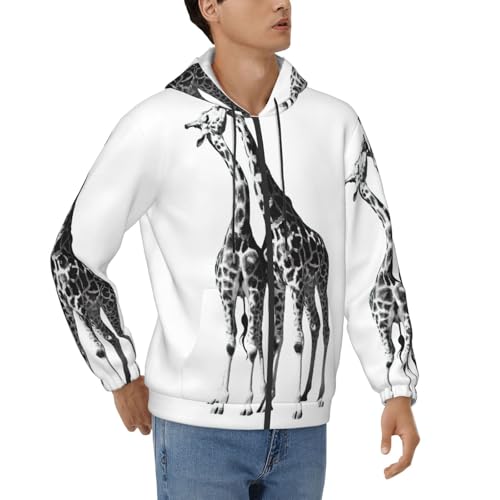 Sweat à capuche homme imprimé girafe africaine à cordon ajustable