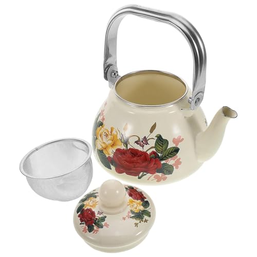 Small Enamel Camping Tea Kettle, Lightweight Vintage Design for Boiling Water Outdoors