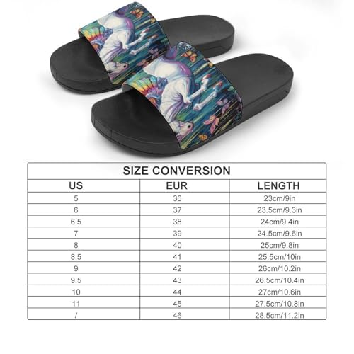 Rainbow Unicorm with Wings Men's Bathroom Slippers Shower Indoor Home Beach Outdoor Shoes for Women2