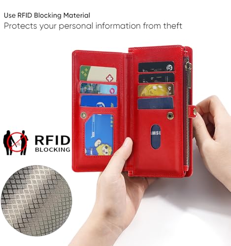 MInCYB for iPhone Air Wallet Case, [Compatible with Magsafe] [Magnetic Detachable] [RFID Blocking] PU Leather Case with Card Holder & Crossbody Strap for Women Men, Red by MInCYB - Used condition - Image 6