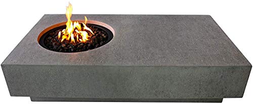Elementi Metropolis Concrete Fire Pit 56' x 32' Outdoor Patio Firepit Includes Lava Rocks Modern Fire Pits & Outdoor Fireplaces for Garden, Deck, Indoor & Outdoor Heating