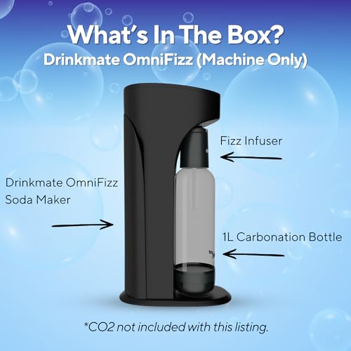 Image of Drinkmate OmniFizz Sparkling Water Maker & Soda Streaming Machine | Carbonates Any Drink | BPA-Free Bottle | No Batteries or Electricity Required | CO2 Not Included (Matte Black)