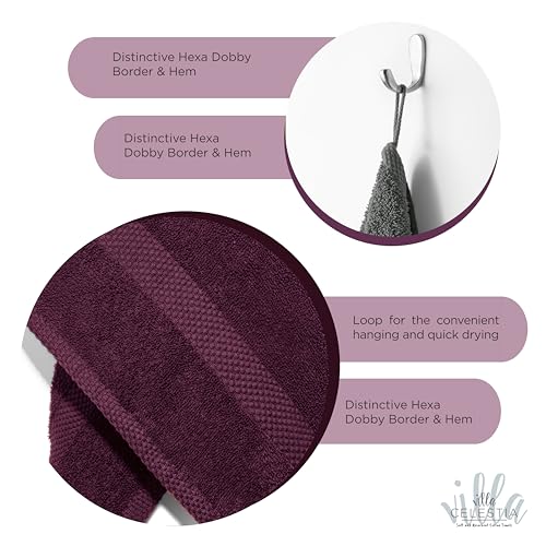 Image of 12-Piece 100% Cotton Towel Set, 4 Bath Towels, 4 Hand Towels, 4 Wash Cloth, Quick-Dry, Burgandy