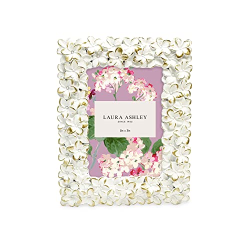 Image of Laura Ashley 2x3 White & Gold Flower Textured Picture Frame w /Easel