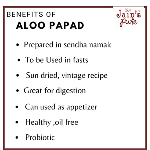 Image of JAIN'S PURE ALOO PAPAD, 200 GM- Handmade in India | Ready To Cook| Made With Fresh Potato, Pack of 2