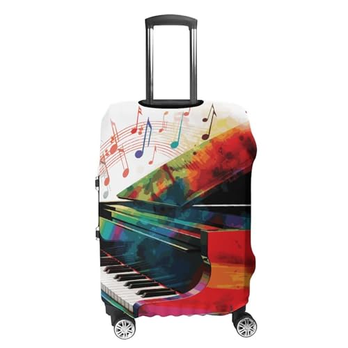 Colorful Piano Keyboard Music Printed Luggage Cover Protector, Fits 18-32 Inch Luggage4