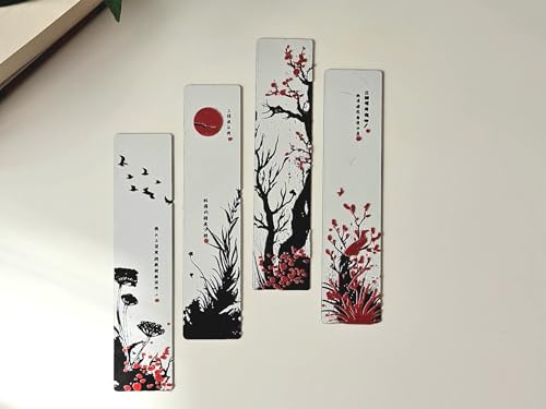 Image of Set of 4 Japanese-Inspired Bookmarks | 3D Zen Nature Theme | Eco-Friendly Bioplastic | Artistic Minimal Design for Readers | Perfect Gift | Unique 3D Effect
