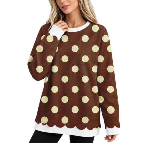Women's Sweatshirt Polka Dot Fall Outfits Long Sleeve Casual Pullover Tops - image 5
