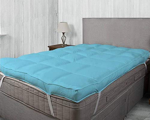 Jaipur Linen 3000 GSM Small Size Bed Finest Imported Super Microfiber Soft Mattress Padding/Topper- Sky Blue-(36 * 72in)-image-49
