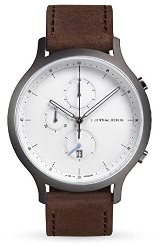 Preisvergleich Produktbild Lilienthal Berlin, Chronograph Dark Silver White mit Armband Leather Brown