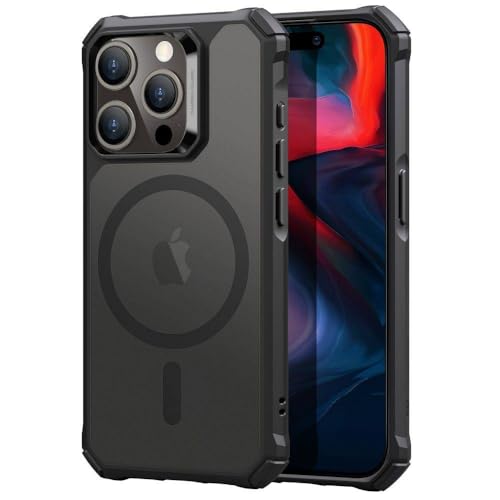 Capa Capinha iPhone 15 Pro (6.1) Esr Air Armor HaloLock, compatível com MagSafe, contra quedas de nível militar, cantos de proteção de ar com absorção de choque (Preto)