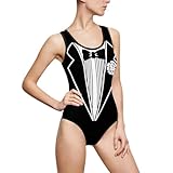 Women's Classic Tuxedo One-Piece Swimsuit (AOP) Medium Black