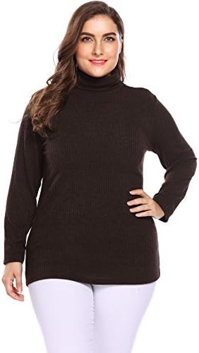 IN'VOLAND Women's Plus Size Sweaters Turtleneck Knit Pullover Sweater Long Sleeve Lightweight Stretch Rib Slim Tunic Tops