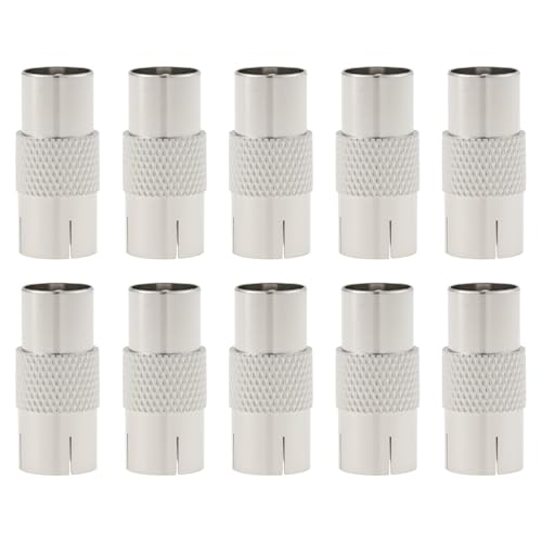 eMagTech 10 Adaptadores Coaxiales de TV Macho A TV Hembra para Televisores Decodificadores Redes de Banda Ancha Y Monitoreo Satelital.