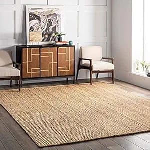 Image of Jk Enterprises Hand-Woven Natural Jute Braided Carpet Mats | Reversible Floor Covering Carpets Rug Mat | Anti Slip Backing Heavy Carpet Runner for Bedroom, Living Room (Jute Patt, 2 X 3 Feet)