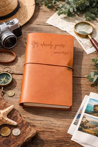 Image of PURESTORY PU Leather Notebook Travel Journal Diary | Diary With Lock | 12 Card Slots and 1 Zipper Pocket Holder Perfect | Replaceable Plain /Ruled Notebook - Its Already Yours, 160 Pages