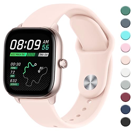 Oumida Armband für Amazfit Bip 3 Pro/Bip/Bip 3/Bip U Pro, 20mm Neues Silikon Armbänder, Verstellbares Sport Ersatzband für Amazfit GTS 2 Mini/GTS/GTS 3/GTS 4/GTS 4 Mini Damen Herren, Rosa