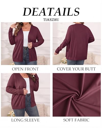 Image of TIANZHU Plus Size Cardigan for Women Button Open Front Long Sleeve V Neck Comfy Lightweight Sweaters XL-4XL