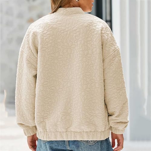 Bomber Jackets for Women Fashion Cute Jacquard Coats Casual Long Sleeve Zip Up Coats 2025 Fall Lightweight Jackets3