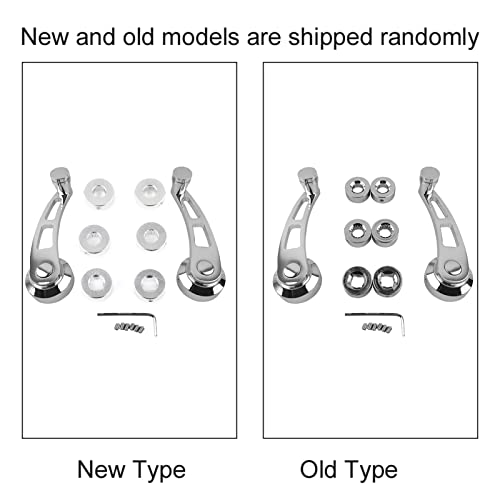 Image of Aluminium Alloy Window Crank Handles 2 Pack for Older Classic Vehicles, Replacement Window Winder Riser with Screws and Nuts for Manual Car Window, Silver