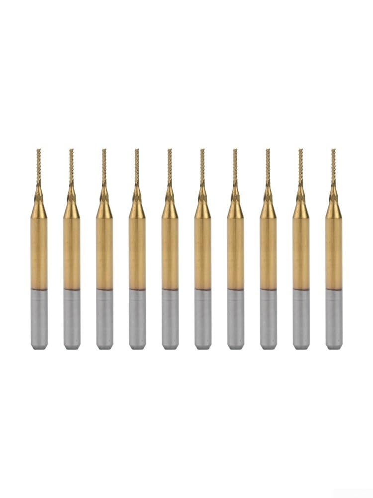 10 punte da incisione in carburo da 0,8 mm con gambo da 1/8", rivestite per fresa CNC per PCB, metallo, legno, plastica, di grado industriale