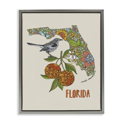 Florida Mockingbird Orange Blossom, 17 x 21 Inch Canvas in Floater Frame