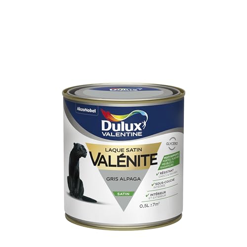 Dulux Valentine Peinture Laque Valénite Glycéro multisupport intérieur-extérieur – Grande résistance pour boiseries et ferronneries - aspect Satin Gris Alpaga 0,5 L - 5211432