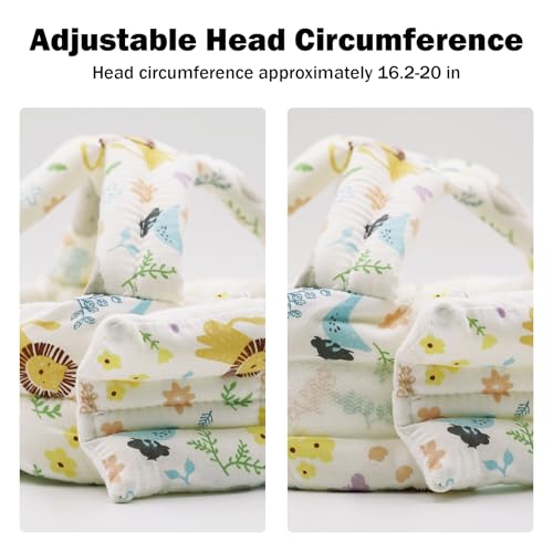 Image of Baby Head Protector Baby Helmet for Crawling Walking, No Bumps Safety Head Adjustable Protective Cap for Walking, Playing - White Animal Flower