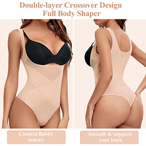 Joyshaper Thong Shaperwear Bodysuit Tummy Control Full Body Shaper Open Bust Bodysuit Waist Trainer Underwear For Women #TOP1