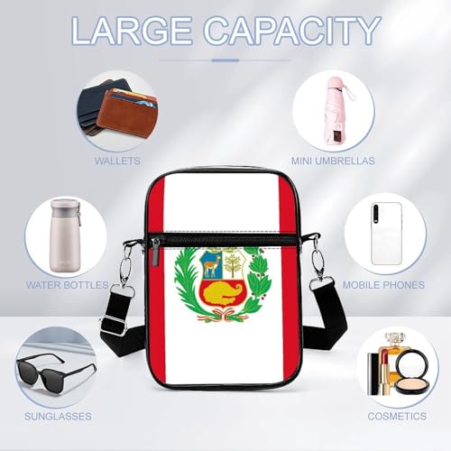 Peruvian Flag Clear Crossbody Bag Stadium Bag Adjustable Side Shoulder Bags Messenger Bag with 2 Compartments3
